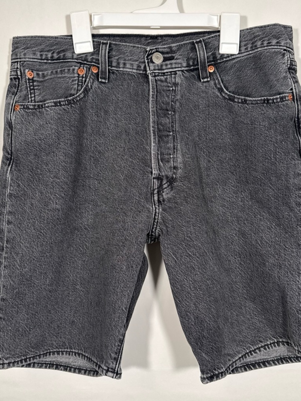 Levi’s 501 Men’s Denim Shorts W33 L9 Washed Black Button Fly